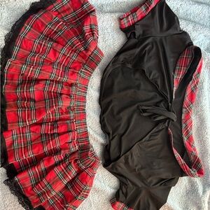 Plaid Red and Black Women's school girl set
